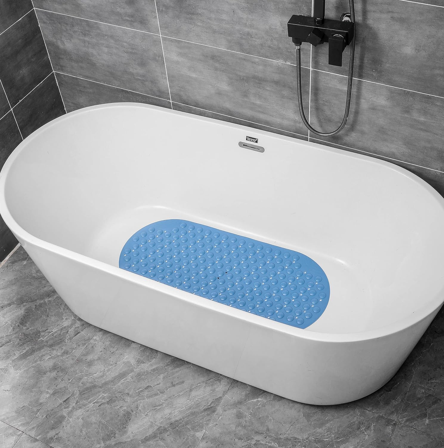 Mantto Non-Slip TPE Bathtub Mat Blue 35x16