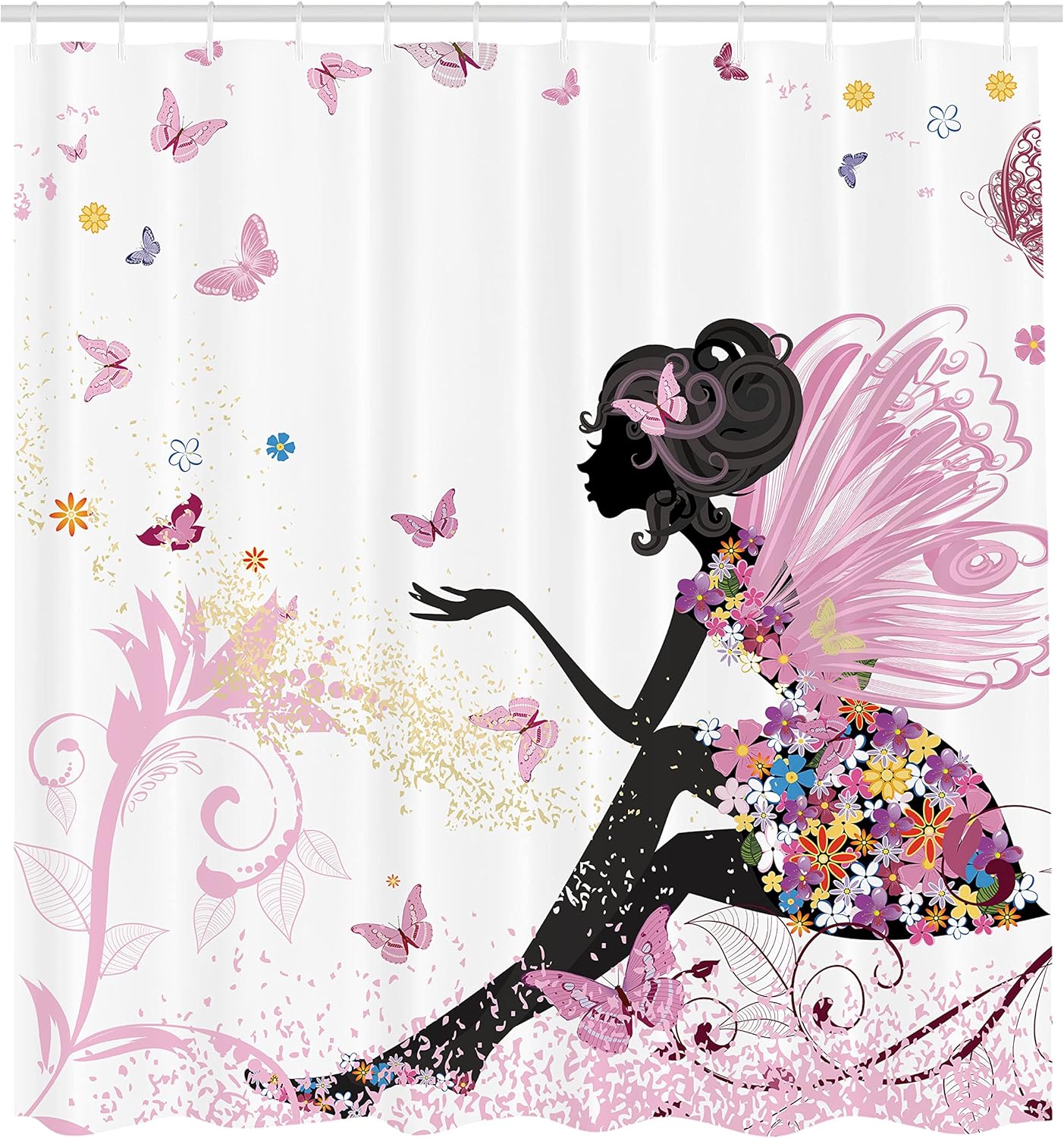 Ambesonne Fantasy Shower Curtain Set with Hooks 69 W x 70 L