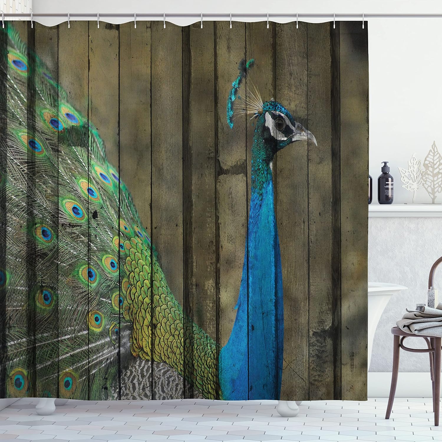 Ambesonne Peacock Shower Curtain 69 x 84 Brown Green