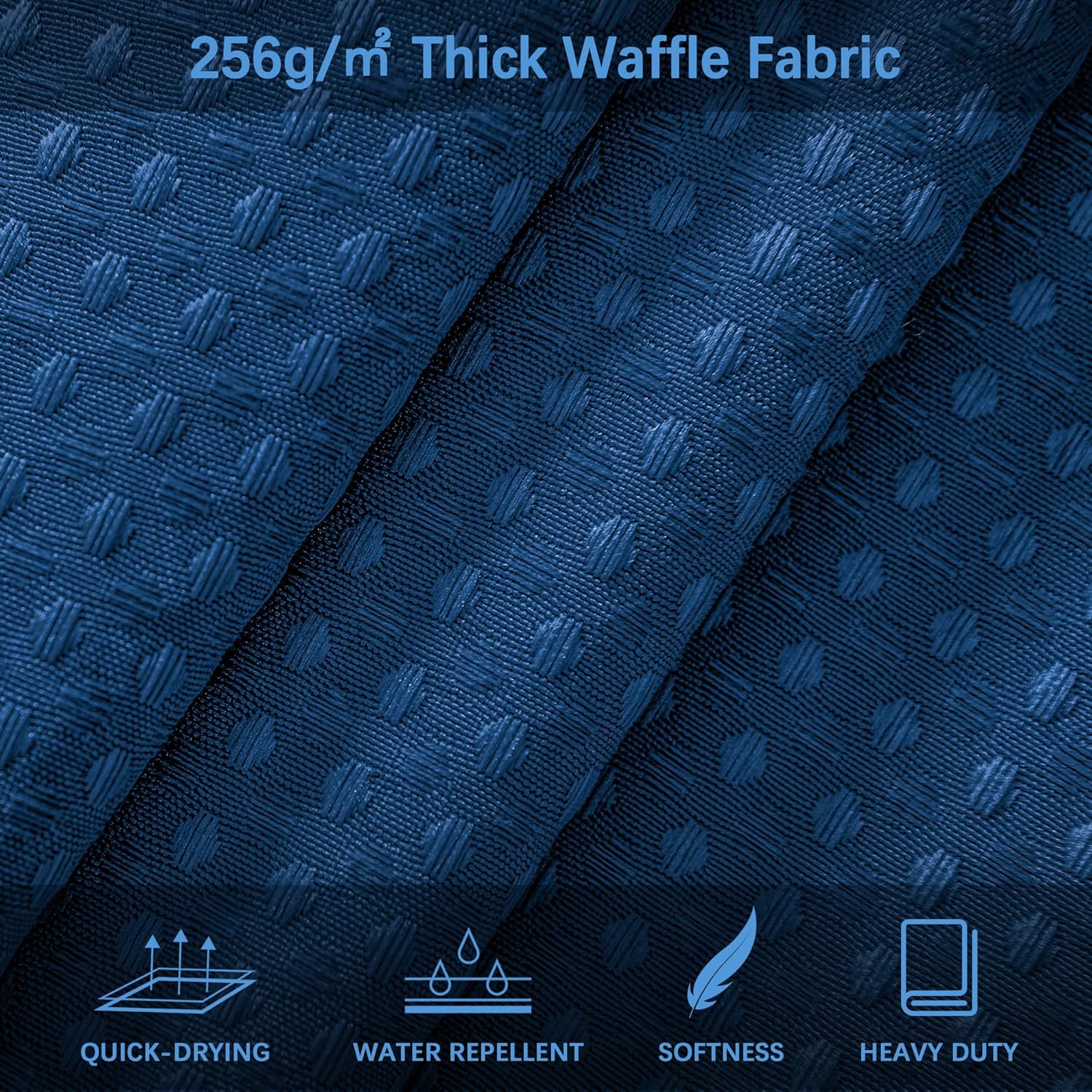 PANGSINNE Classic Blue Waffle Shower Curtain with 12 Hooks