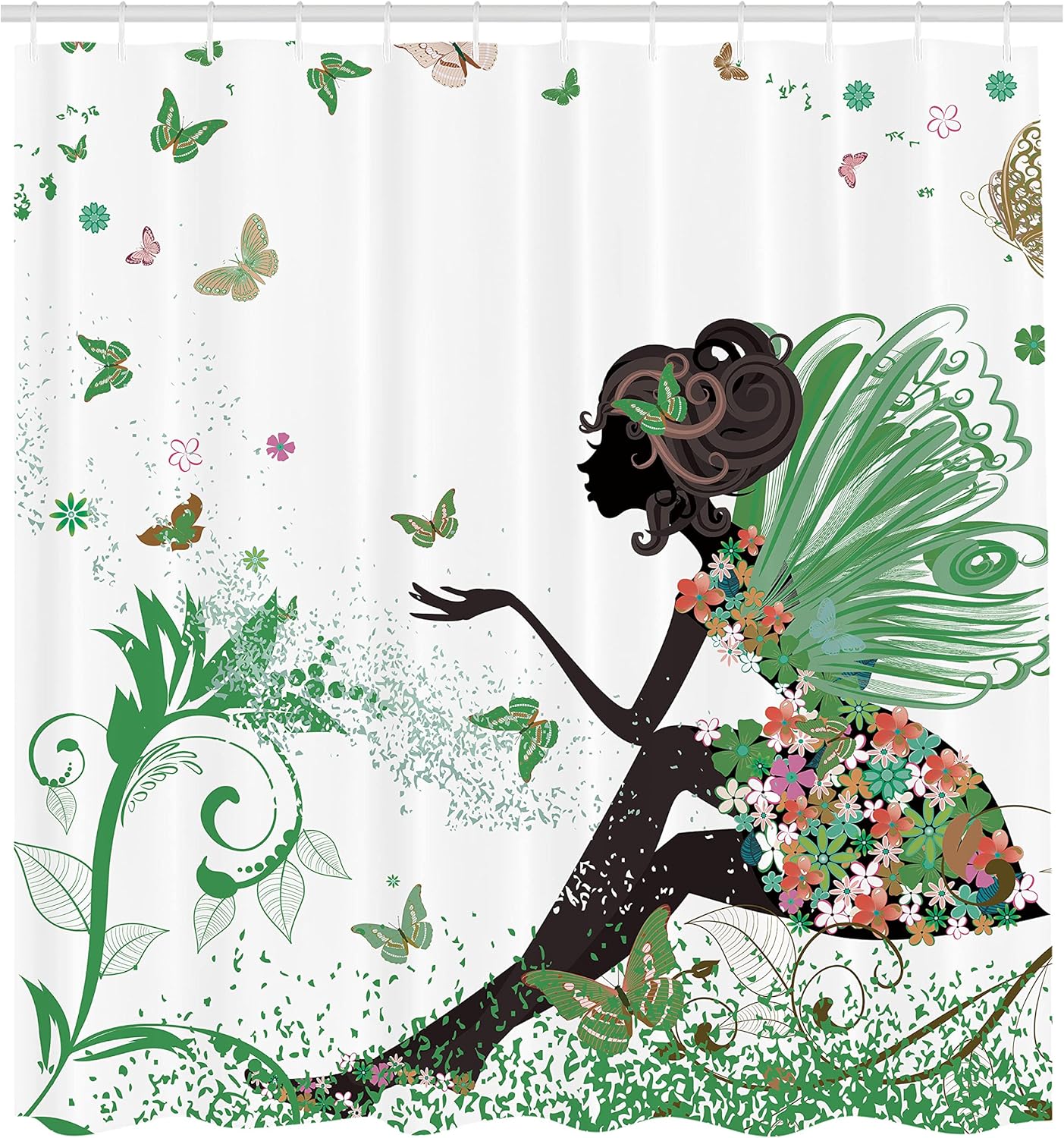 Ambesonne Fantasy Shower Curtain Set 69x70 Fern Green