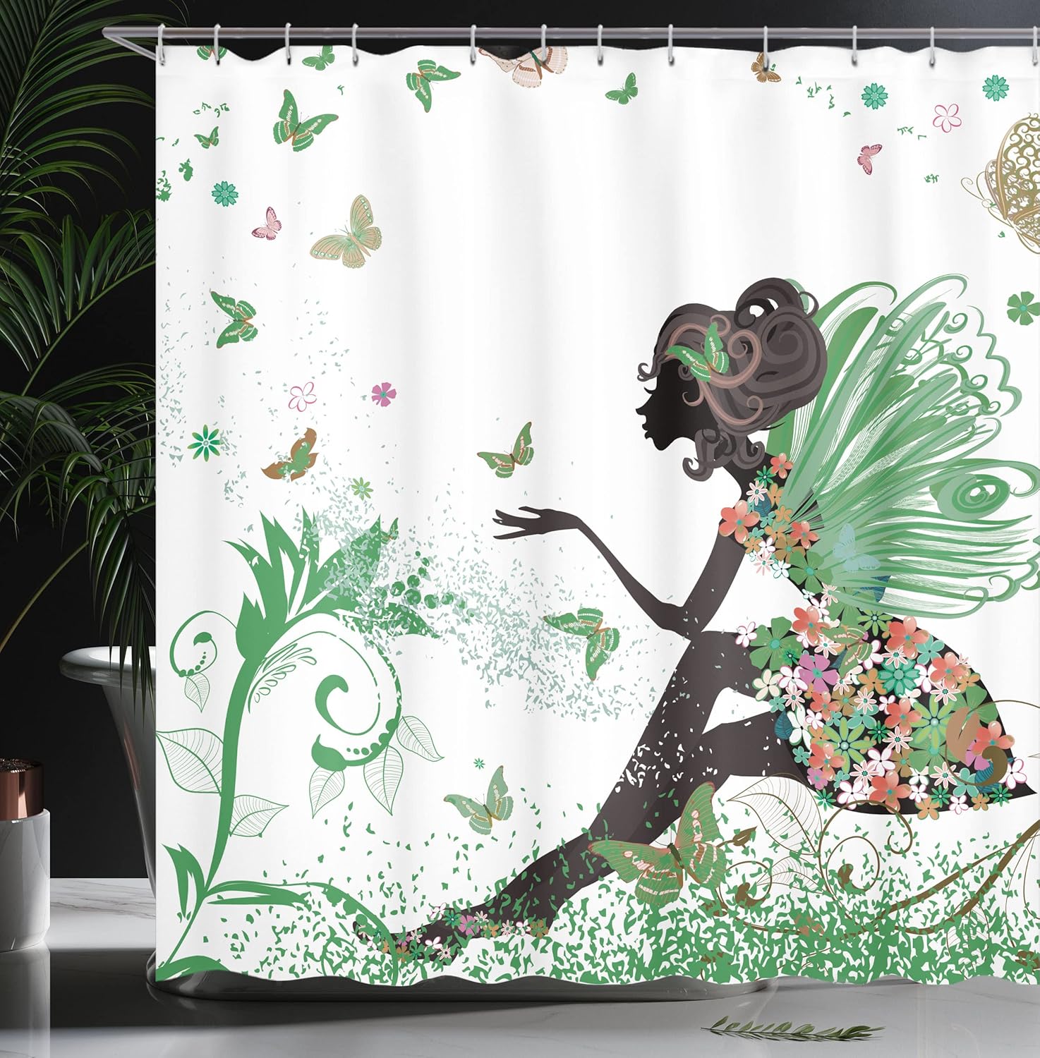 Ambesonne Fantasy Shower Curtain Set 69x70 Fern Green