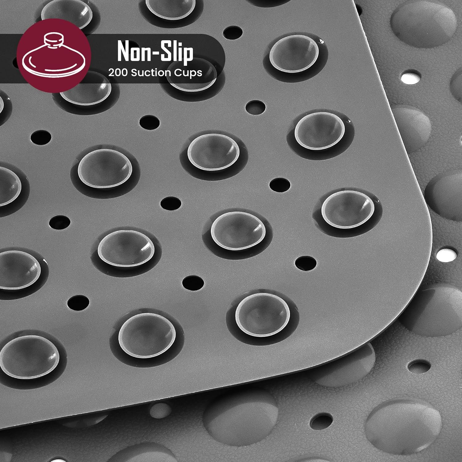LDC Bath Mat 40x16 Grey with Suction Cups