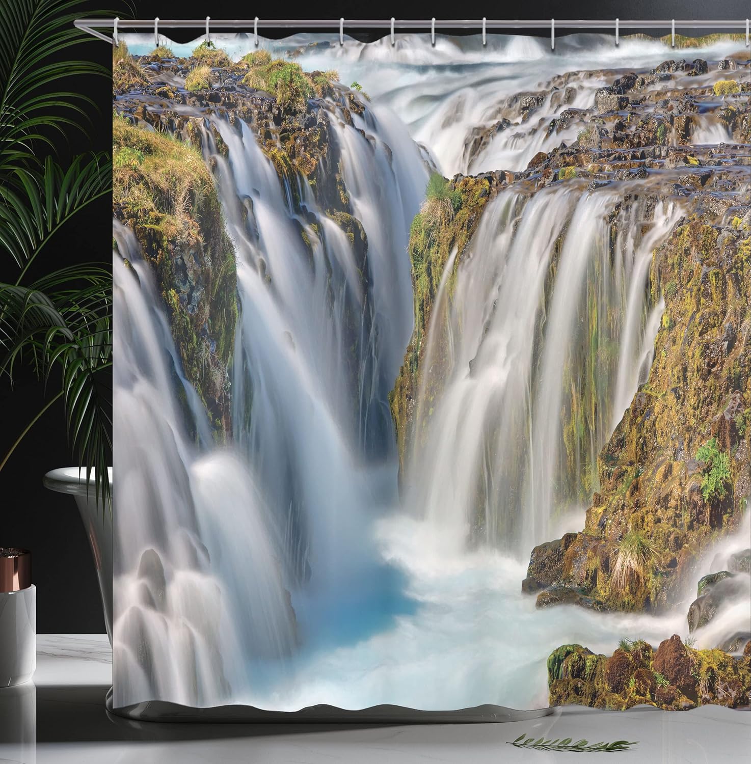 Ambesonne Waterfall Shower Curtain Set with 12 Hooks