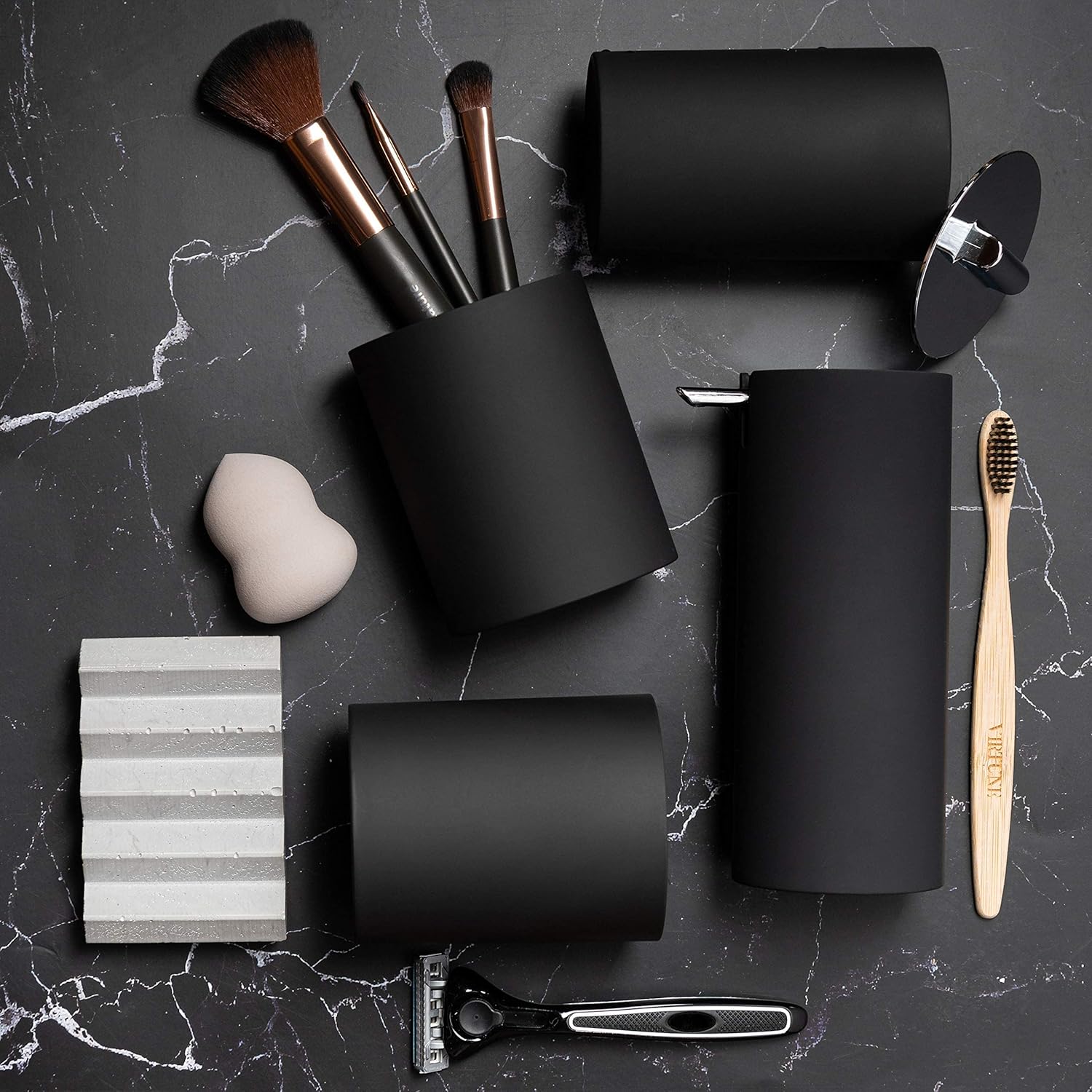 VIRTUNE Matte Black Bathroom Accessory Set 4 Pcs