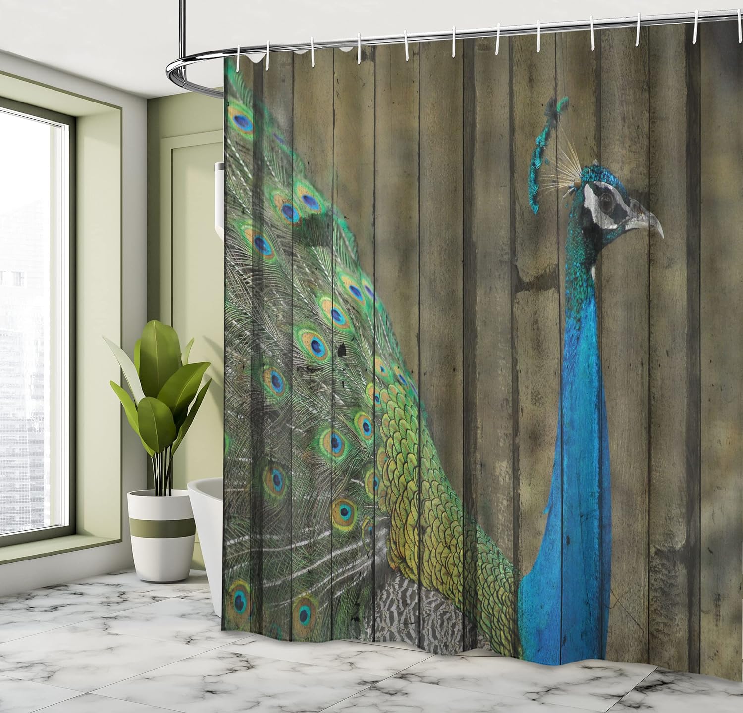 Ambesonne Peacock Shower Curtain 69 x 84 Brown Green