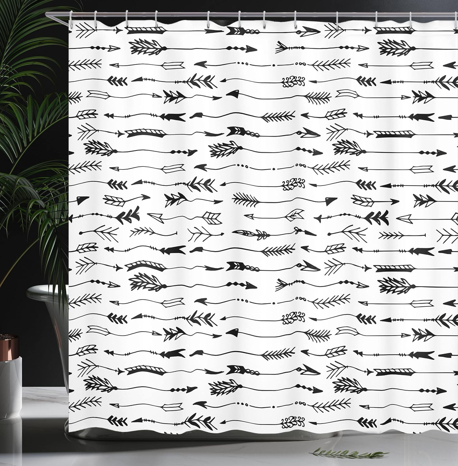 Ambesonne Arrows Shower Curtain Set 69 x 75 White Charcoal