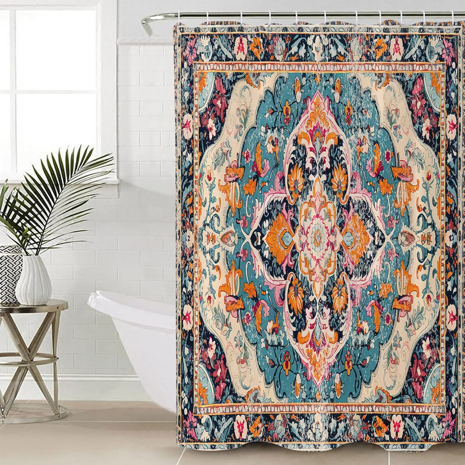 ZOE GARDEN Bohemian Flower Shower Curtain Set