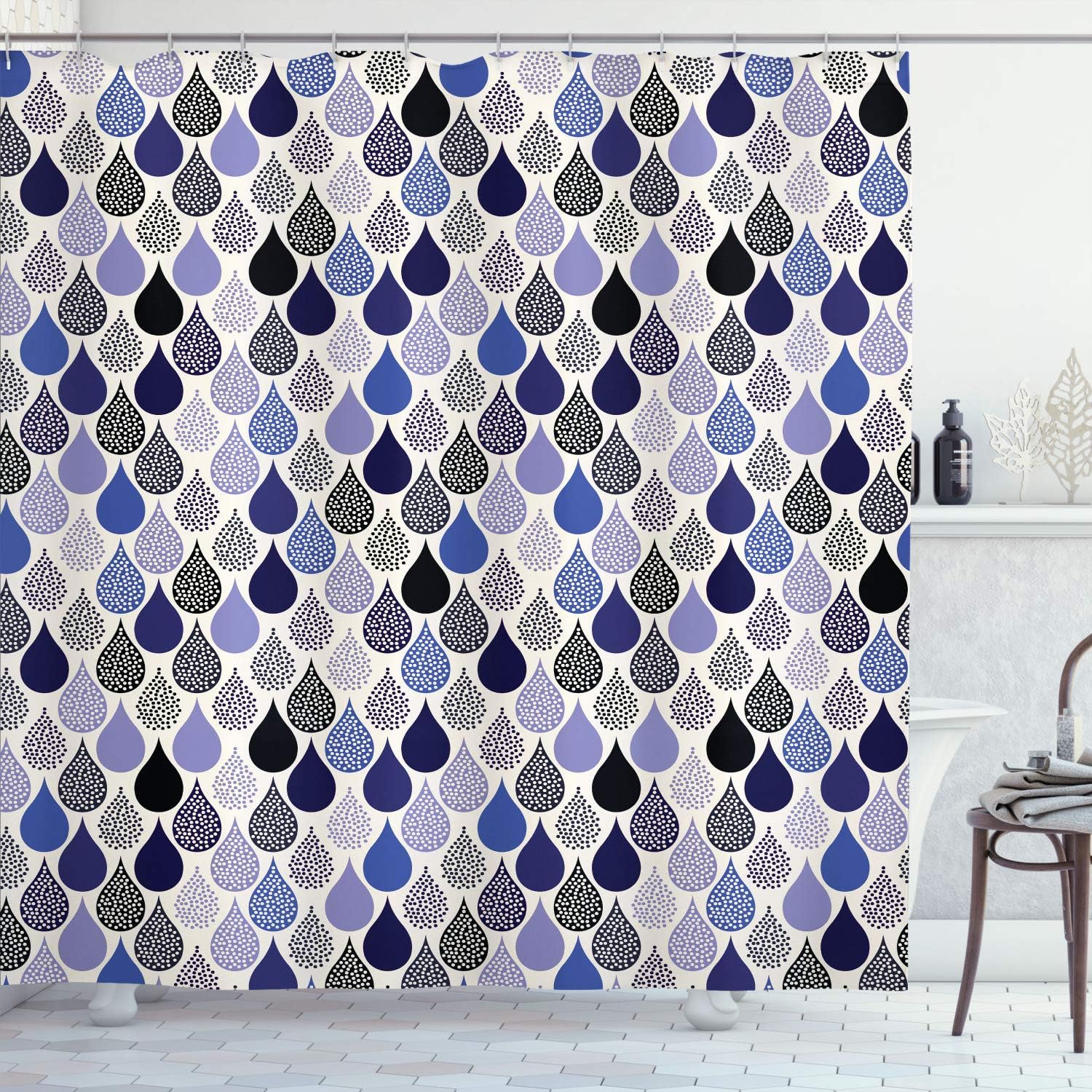 Ambesonne Geometric Shower Curtain with Hooks 70 Long Lavender Blue