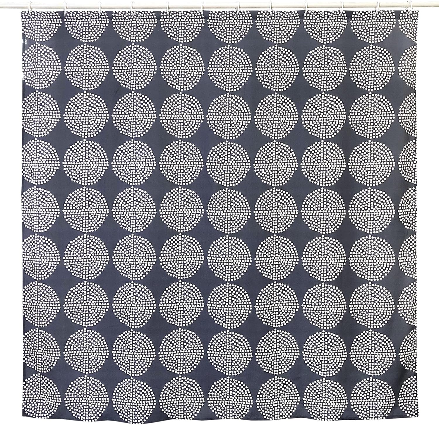 CAIT CHAPMAN Water Repellent Shower Curtain Set 70x72 Gray Polka