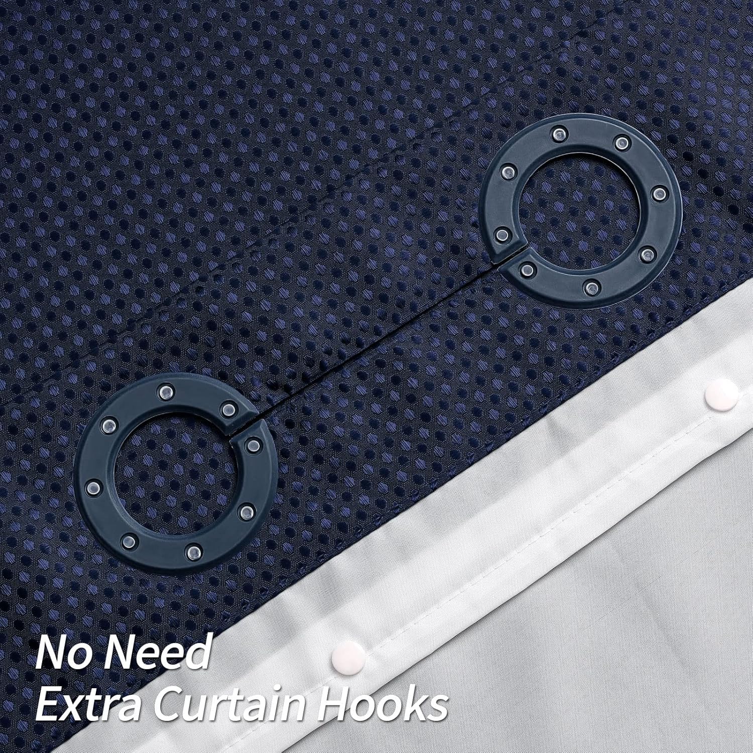 MitoVilla Navy Blue Waffle Shower Curtain Set
