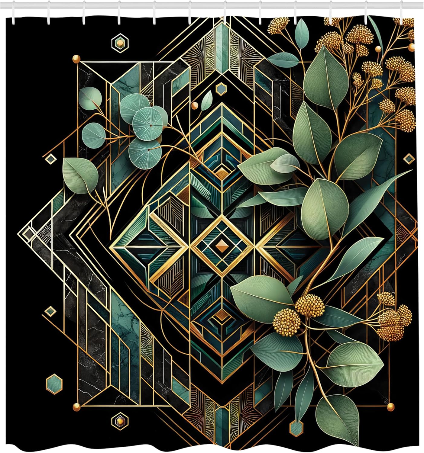 Ambesonne Eucalyptus Leaves Shower Curtain Set - 69x70 Black Laurel Green Amber