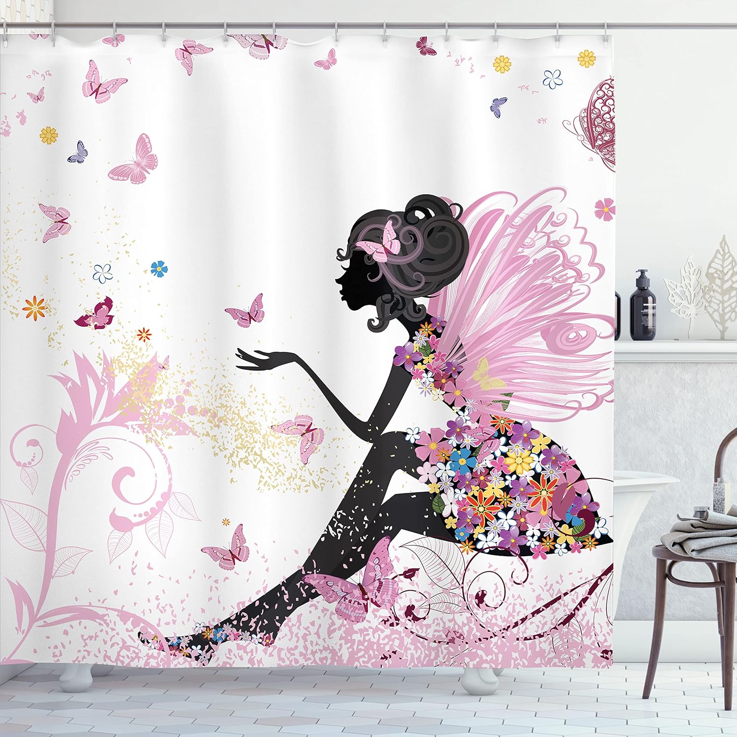 Ambesonne Fantasy Shower Curtain Set with Hooks 69 W x 70 L